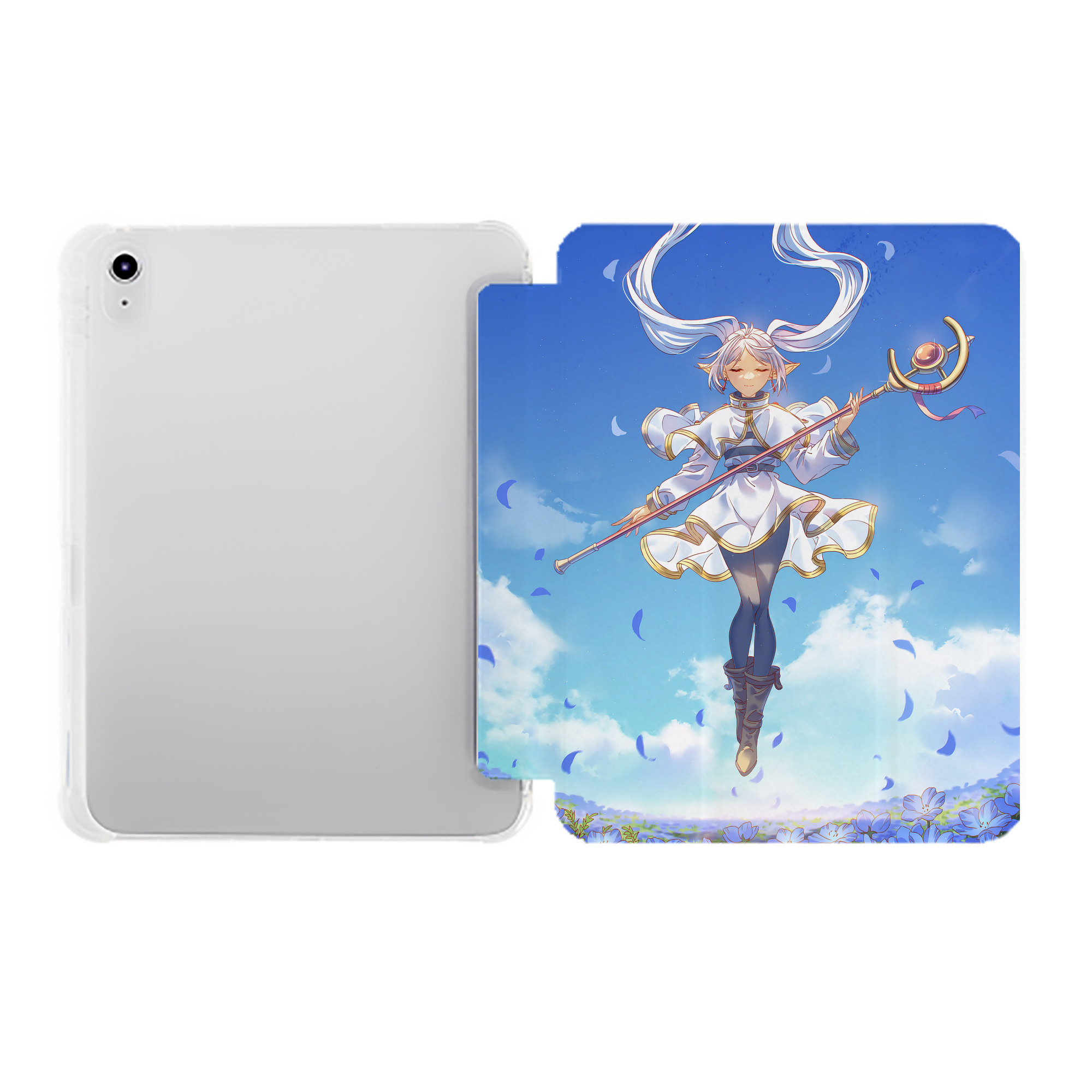 （画像用） 葬送のフリーレン Frieren IPad ケース ペン収納付き 三つ折りスタンド PUレザー×シリコン 対応機種9.5/10.5/10.9インチ